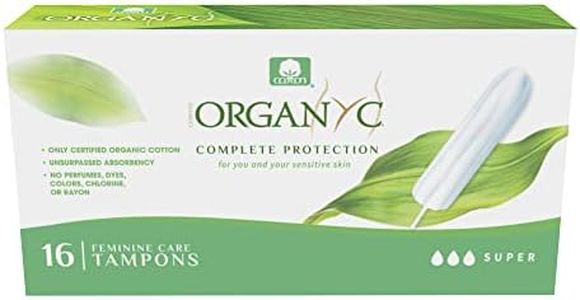 Organyc - 100% Certified Organic Cotton Tampons - No Applicator, Free from Chlorine, Perfumes, Rayon, and Chemicals, 192 Count, Super Flow(Pack of 12)