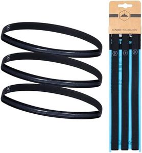 Tough Headwear Athletic Headband Set - Thin Headbands for Women - Elastic Sport Hair Bands Men - Skinny Sports Hairbands - Non Slip Athletic Head Bands for Sports - Black