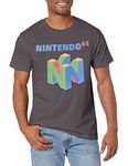 Nintendo Men's N64 Logo Short Sleeve T-Shirt, Charcoal X-Large