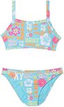 Roxy Girls' Island Trip Crop Top Swimsuit Set, Bachelor Button Groovy Girl, 7