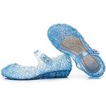 Girls' Princess Dress Up Shoes Frozen Elsa Shoes Cinderella Jelly Shoes Kids Snow Queens Shoes for Dancing Cosplay Birthday Blue