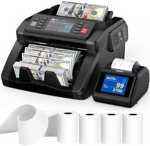 PONNOR N70 Mixed Denomination Money Counter Machine with Thermal Printer, Bill Counter with Receipt Printer,4PCS 58mm Thermal Paper