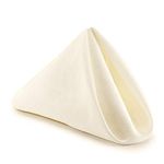 Trimming Shop 10Pcs Ivory Cotton Polyester Table Napkins for Home, 20 inch Dinner Napkins with Hemmed Edges for Dinning, Wedding, Banquet, Party, Events, Lightweight & Machine Washable