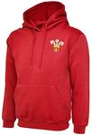 Wales Retro Embroidered Red Hoodie (L (46/48))