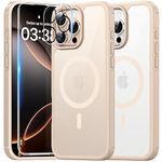 TAURI 5 in 1 Magnetic for iPhone 16 Pro Max Case Rose Gold, Compatible with Magsafe [Not-Yellowing] with 2X Screen Protector + 2X Camera Lens Protector, Shockproof Slim Case for 16 ProMax