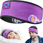 Lullaband Sleep Headphones Bluetooth Headband-Sleeping Mask Wireless Earphones with HD Stereo Speaker Cool Tech Gadgets Gifts for Travel Workout Running Sports Meditation (Light Purple)