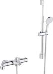 MORADO Thermostatic Bath Shower Mixer Tap Set,Bathtub Shower Mixer Tap with with Shower Riser Kit,(1x Hand Shower,1x Shower Rail 70cm, 1x Shower Hose 1.5m,1x Deck Mounted Bath Shower Tap),Chrome