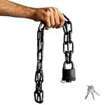 Urban August Security Chain Hardened 8mm Thick with a Weather-Resistant Pad Lock - Stainless Steel Heavy Duty Chain Lock for Gate Bike Generator Fence Outdoor - Anti-Rust Galvanized Steel (Black)