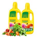 Garden Plant Food Fertiliser Bulk Buy - Pack of 2x800ml All Purpose Plant Feed Concentrated Liquids with Topline Card. Child & Pet Friendly Garden Fertilizer for Outdoor & Indoor House Plants