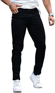 Mens Black Jeans Slim Fit Stretch Denim Pants for Men Skinny Jeans Tapered 28x30
