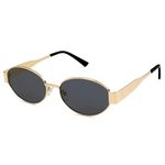 Dervin Fashionable Retro Oval Sunglasses for Women & Men | Trendy, Stylish & Classic 90s Vintage Style | UV400 Protection & Durable Metal Frame(Golden-Black)