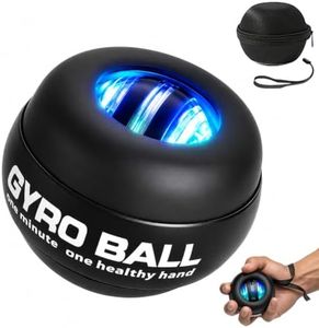 BeSokar Auto-Start Gyro Ball Wrist & Forearm Trainer, 5-Level Adjustable Resistance with LED Light Control, Gyroscopic Exerciser for Arm, Finger & Wrist Strength (Matte Black)