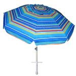 AMMSUN 2017 7 ft Sand Anchor Beach Umbrella Adjustable Height with Zinc Tilt Twist-in System UPF 50+ Silver Coating Inside and Telescoping Pole Multicolor Pink Yellow