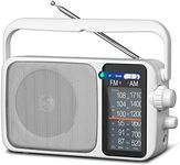 YOWGULF AM FM Radio with Best Reception,Bluetooth Portable AM FM Transistor Radio,Battery Operated Radio or AC Power,Large Dial,Headphone Jack, Gifts for Seniors Elderly White