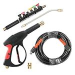 4000 PSI High Pressure Washer Gun Kit with Replacement Extension Wand,M22-14mm Fitting Gun,1/4”×50FT Hose,6 Spary Nozzle,30 Degree Curved Wand…