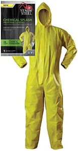 Venom Steel Disposable Chemical Splash Industrial Coverall, Hooded, Elastic Wrist and Ankles, Yellow (Large/X-Large)