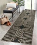 Lahome Modern Geometric Runner Rug, 2x8 Indoor Outdoor Hallway Kitchen Runner Rug with Rubber Backing, Farmhouse Washable Non Slip Non Shedding Black Rug Runner for Bedroom Entry Patio