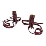 Hide & Drink, Set of 2 Hair Ties for Women, Ponytail/Braid Holder, Wraps, Deadlock Accessories for Ladies, Full Grain Leather, Handmade, Sangria