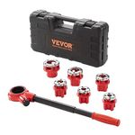 VEVOR Ratchet Pipe Threader Kit, 1/4" NPT - 1-1/4" NPT Manual Ratcheting Pipe Threader, Portable Pipe Threading Tool Set with 6PCS NPT Dies, Storage Case for Galvanized Aluminum Iron Copper Pipes