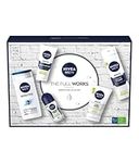 NIVEA MEN The Full Works Gift Set (5 Pieces), Men's Gift Set Includes Shower Gel, Face Wash, Moisturiser, Anti-Perspirant Roll-On, and Shaving Foam