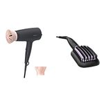 Philips Professional Hair Dryer BHD356/10 2100 Watts Thermoprotect, 6 Heat & Speed Settings, Black & Philips Heated Hair Straightening Brush BHH880/10, Black