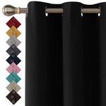 Thermal Insulated Blackout Ring Top Eyelet Curtains for Bedroom Windows 46 x 54 Inches Black 2 Panels (46”(116cm) wide x 54”(137cm) long, Black)