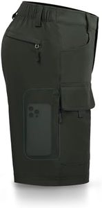 Hiauspor Men's Hiking Cargo Shorts Big and Tall 10" Quick Dry Lightweight Waterproof for Golf Tactical Fishing Casual (Army Green, 52)