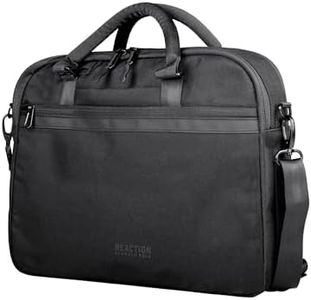 Kenneth Cole Reaction ProTec Pebbled Vegan Leather Slim 16" Laptop & Tablet Business Briefcase Bag, Black, Protec Pebbled Vegan Leather Slim 16" Laptop & Tablet Top Zip Business Briefcase Travel Bag