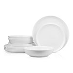 Stone Lain Gabrielle Bone China Dinnerware Set, 12-Piece Service for 4, Solid White