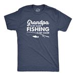 Mens Grandpa is My Name Fishing is My Game T Shirt Funny Fathers Day Fish Papa Mens Funny T Shirts Dad Joke T Shirt for Men Funny Fishing T Shirt Novelty Navy - M