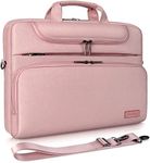 DOMISO 17.3 Inch Multi-Functional Laptop Sleeve Business Briefcase Waterproof Messenger Shoulder Bag Compatible with 17"-17.3" Notebooks/Dell/Acer/HP/MSI/ASUS, Pink