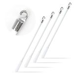 12 Inch White Fiberglass Blind Wand with Metal Hook, Window Blind Tilt Wand, Vertical Blind Wand Control Replacement Parts, Handle Curtain Stick Blind Rods for Opener Accessory, 4Pcs