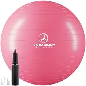 ProBody Pilates Ball Exercise Ball Yoga Ball, Multiple Sizes Stability Ball Chair, Large Gym Grade Birthing Ball for Pregnancy, Fitness, Balance, Workout and Physical Therapy w/Pump (Pink, 55 cm)