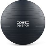 Core Balance Anti Burst Gym Ball, 55-85cm With Hand Pump (65cm, Black)