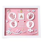 BABIES BLOOM - Baby Foot Printing Kit With Frame - Gift For Baby Shower Ceremony - Baby Hand And Foot Casting Kit (Led frame pink)