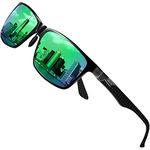 Duco Men's Luxury Carbon Fiber Temple Polarized Sunglasses for Men Sports UV400 DC8206 (B Black Temple Revo Green Lens)