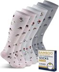 Pembrook Bamboo Viscose Light Compression Socks - 3 Pairs | 8-15 mmHg Light Compression Socks for Women and Men | Mens & Womens Light Compression Socks | Little Flowers