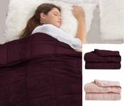 rejuvopedic Huggy Weighted Blanket / 120x180cms / 12lbs / Plum/Warm and Cosy Teddy Fleece Fabric/Anxiety Stress Relief