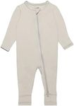 GUISBY Rayon Pajamas for Baby Girl, Long Sleeve Footless Rompers Pajama Oatmeal 3-6 Months