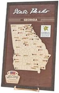 Lemap US Wooden Georgia State Parks Map With Trees To Record Park Visits (Coffee)