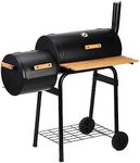 Gr8 Garden Large Portable Charcoal Barrel BBQ With Smoker Cooking Grill Patio Barbecue Barbeque With Wheels Stand