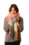 Style Slice Womens Blanket Scarves Winter Warm Tartan Plaid Rainbow (Rainbow Multicoloured)