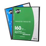 Hilroy 05664 Wireless Quad Ruled Neatbook, 11x8.5-Inch, 3 Hole Punched, 4/1 inch and 5/1 inch pages, 80-Sheets, 1 neatbook, Colour May Vary