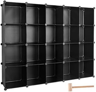 TUMUCUTE Cube Storage Organizer, 20-Cube DIY Plastic Closet Cabinet Modular Bookcase, Storage Shelves for Bedroom Living Room, Office, Black