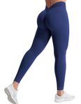 YEOREO Liz Scrunch Workout Leggings for Women High Waisted Butt Lifting V Back Waist Seamless Gym Yoga Leggings Indigo XL