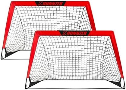 L RUNNZER Kids Soccer Goal, Pop Up Soccer Goal Net for Backyard, Set of 2 with Portable Carrying Case