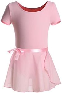 DANSHOW Girls Short Sleeve Leotard with Skirt Kids Dance Ballet Tutu Dresses(3027-L-08)