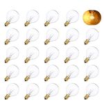 Tomshine G40 Globe Tungsten Incandescent Bulb Lamp 25 Pack E12 Base Socket Holder IP44 Water Resistance Warm White for String Light Home Party Decoration Wedding Function Portable