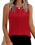 Beyove Tank Tops for Women Scoop Neck Chiffon Blouses Summer Casual Workout Sleeveless Tunic Shirts