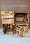 PYXIDAS Wooden Crates Kallax - Sets Of Kallax Insert, Dimensions 33x38x33 cm - Medium Size, Can Be Used As Storage Or Decorative, Durable And Clean, Natural Look (Burnt effect 4)